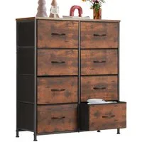 Refined Living Kommode Schubkastenkommode mit 2/4/5 /7/8/9 Schubladen stabilem Stahlrahmen (Sideboards mit Holzplatte und leicht zu ziehendem Griff für Schränke, wasserdicht Geeignet für Wohnzimmer, Kinderzimmer, Flur, Schlafzimmer), Große Kapazität,