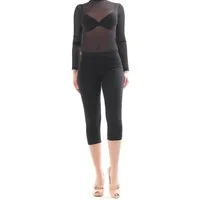 SYS Caprileggings Capri Leggings hoher Bund mit Taschen 3/4 Leggins Hose Baumwolle Damen