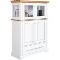 OTTO home Highboard Melissa Vitrine Breite/Höhe/Tiefe 94/39/133 cm, Breite 94 cm, 4-türig, mit Schublade, Kiefer massiv, FSC®