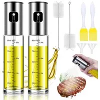 Refined Living Ölspender 2xÖlspender,Öl Sprühflasche,Ölpumpe,Essig Sprüher,Öl Flasche für Küche, (Sprühgerät für Öl aus Edelstahl und Glas, gesundes Kochen, 100ML Öl Sprühflasche, mit Rutschfeste Basis, Sprühflasche Öl, Olivenöl Sprühgerät, Öl Zerstä