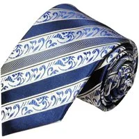Paul Malone Krawatte Designer Seidenkrawatte Herren Schlips barock gestreift Schmal (6cm), blau 855