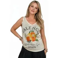ITALY VIBES Shirttop - Ärmelloses Top für Damen - Lurex-Top mit trendigem Print - ONE SIZE passt Größe S - XL