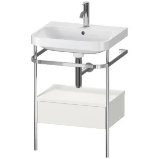 Duravit Happy D.2 Plus c-shaped Set mit Metallkonsole und Schubkasten Nordic Weiß Seidenmatt 575x490 HP4840O3939