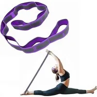 MOPUEA Trainingsbänder Yoga Stretch Gurt, Gymnastikbänder Trainingsband Fitnessbänder, mit 9 Schleifen, Dehnungsband für Pilates, Gymnastikband & Training