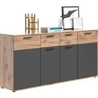Home affaire Sideboard Riga, Breite 180cm, 4 Türen, 2 Schubkästen, 6 Einlegeböden, 10 Fächer, hochwertige Rillenfräsung, mit Softclose, Kommode, Anrichte, Schrank