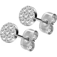FILANGO Paar Ohrstecker Titan Ohrstecker DISC + EINGEFASSTE KRISTALLE (Ohrstecker, 1-tlg)