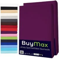 Buymax Spannbettlaken 2-er Set, Doppelpack, Bettlaken, Jersey 100% Baumwolle, Gummizug: rundum, (2 Stück), Pflegeleicht und Atmungsaktiv in Verschiedenen Farben und Größen