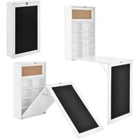 en.casa Wandregaltisch, »Kläppen« Klappbarer Tisch mit Regal, Pinnwand & Tafel Weiß