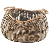 Kobolo Aufbewahrungskorb Korb aus Rattan kubu grey mit Seilgriff oval