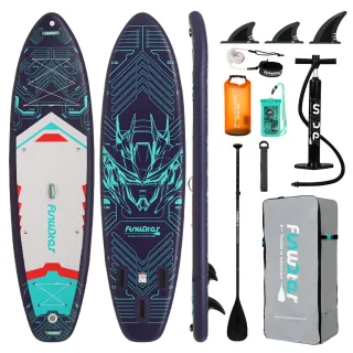 [EU Direct] FunWater 350*90*15CM Load 200KG Longer Wider SUP For Solo Adventure 2+1 Family Pets Touring Inflatable Stand