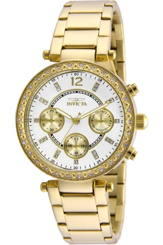 Invicta Angel 21387 Damenuhr - Quarzwerk - Edelstahl mit weißem Zifferblatt - 36 mm