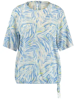 GERRY WEBER Edition - Bluse 1/2 Arm ecru/weiss/blau druck - Gr. - 42