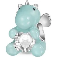 Gnoce Bead Gnoce Charm Einhorn mit Herzstein Silber JFC098 April