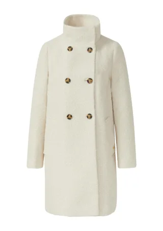 s.Oliver BLACK LABEL - Gefütterter Bouclémantel mit Stehkragen beige - Gr. - 46