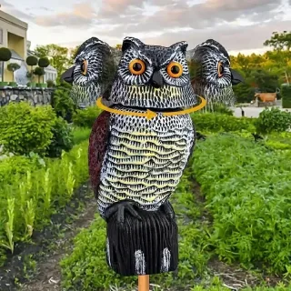 Outdoor Owl Bird Repellent Mouse Deterrent with Electronic Shake Head Feature Generic Realistic 360 Degree Rotating Bird