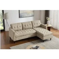 riess-ambiente Ecksofa STOCKHOLM 220 cm beige – 3-Sitzer, Strickstoff, Ottomane beidseitig, Einzelartikel 1 Teile, bequeme Eckcouch mit Federkern – ideal fürs Wohnzimmer & Gästezimmer