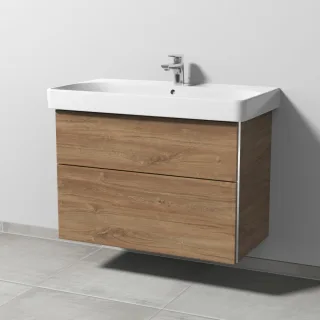 Sanipa 3way Waschtischunterbau zu Geberit Smyle Square Waschtisch mit 2 Auszügen, Eiche-Kansas BR67159