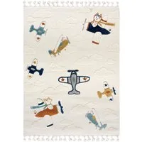 Mazovia Kinderteppich Kinder Flugzeug Wohnzimmer, Schlafzimmer, Esszimmer, Büro, 80 x 150 cm, Fußbodenheizung
