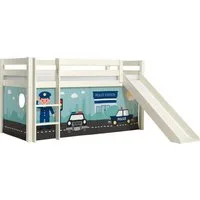 Vipack Spielbett Pino, Kiefer massiv, mit Rolllattenrost u. Textil-Set, Made in Europe (B/H/T ca. 210x114x218cm, mit Absturzschutz, Leiter und Rutsche), verschiedene Textil-Designs und Holzfarben zur Wahl