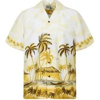KY's Hawaiihemd "Palmbeach" Herren Kurzarm Baumwolle Kokosknöpfe Original Hawaii