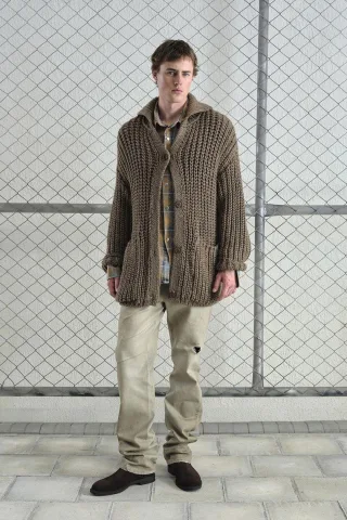 Übergroßer Rippstrick-Cardigan mit Rollkragen und Taschen