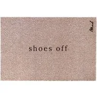 Mad about Mats Fußmatte Anouk, Rechteckig, Türvorleger Läufer Fußabtreter, mit Spruch lustig, SHOES OFF, Outdoor rutschfest waschbar, Haustür Eingangsbereich, Beige, 50 x 75 cm, 0,9 cm hoch