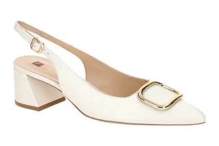 H?gl 4623 1200 Wei?e Damenschuhe Jennifer Sling Pumps Echtleder Blockabsatz