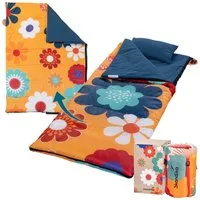 Skandika Deckenschlafsack für Erwachsene, Sovro 190 Flower, als Decke verwendbar (Packsack mit Kompressionsbändern und Schutzhaube), Schlafsack Outdoor für Erwachsene, 3 Jahreszeiten