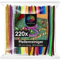 OfficeTree Basteldraht Bastel Pfeifenreiniger - 220 Pfeifenputzer 30 Farben, 30 Farben inkl. Glitzerdraht