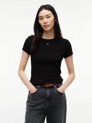 Tommy Jeans (PVH Group) - TJW SLIM ESSENTIAL RIB SS Black - Gr. - M