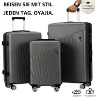 oyajia Kofferset 3-teiliges Hartschalenkoffer Set 20/24/28 Zoll aus ABS, (Reisekoffer Set mit 360° Doppelrollen und Teleskopgriff, 3 tlg., Koffer Set mit integriertem Zahlenschloss für Reise und Urlaub)