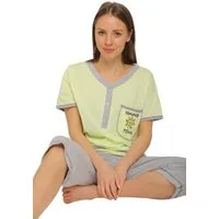 Consult-Tex Capri-Pyjama Damen Capri Pyjama Schlafanzug DF445Capri (Spar-Set, 1 Set) Oberteil mit aufgesetzter Brusttasche