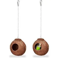 relaxdays Vogelhaus Kokosnuss 2er Set