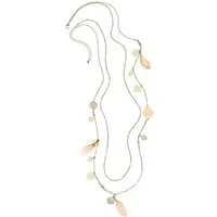 LASCANA Lange Kette Layer Halskette, 2 Reihen, mit Kunstfedern, mehrreihige Halskette, Halsschmuck