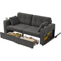 BlingBin 2-Sitzer Sofa mit Stauraum & USB, Couch modern mit Getränkehalter, 1er Set 1 Teile, mit versteckten Staufächern. Geeignet für Wohnzimmer, Wohnungen