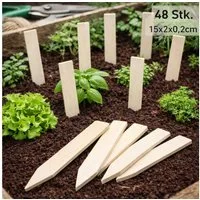 Koopman Gartenstecker Pflanzenstecker Etikett Bepflanzungshilfe Holz 48er Set (Set, 48-St., Packung) 15cm, Garten, Hochbeet, Schilder, Blumen