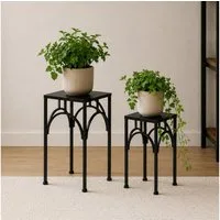 DanDiBo Blumenhocker Blumenhocker Metall Schwarz Eckig Beistelltisch 96449 2er Set (2er Set)