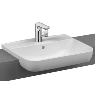 VitrA Sento Halbeinbauwaschtisch 5637B003-0001 53,5x45,5cm, mit Überlauf, Hahnloch mittig, weiß hochglanz