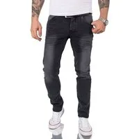 Gelverie Slim-fit-Jeans Herren Jeans Stonewashed Dunkelgrau G-105