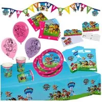 Party Fun Einweggeschirr-Set XXL Party Geburtstag Set für Mädchen Paw Patrol 51 Teile