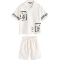 Next Shirt & Shorts Durchgeknöpftes Hemd mit Revers und Shorts im Set (2-tlg)