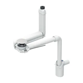 Geberit Clou Waschbeckenablauf 152051011 Raumsparmodell, mit Hebelbetätigung und Ventilabdeckung, vertikal, weiß
