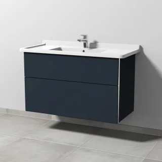 Sanipa 3way Waschtischunterbau zu Duravit Starck 3 Waschtisch mit 2 Auszügen, Marine-Matt BP7121R
