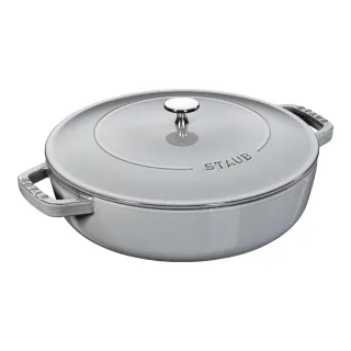 Staub Braisers Bräter mit Chistera Drop-Structure 28 cm, rund, Graphit-Grau, Gusseisen