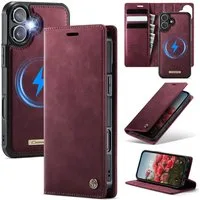 Mycotech Handyhülle Premium 2in1 Klapphülle mit abnehmbarem Magnet Case MagSafe Für iPhone 16, Weinrot