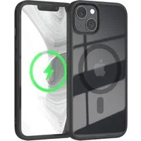 EAZY CASE Handyhülle Transparente Hülle mit MagSafe für iPhone 13 6,1 Zoll, Qi Charging kompatibel, Silicon Case, Slimcover Displayschutz, Schwarz