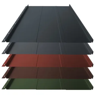 Stehfalz Panel Retro 25 | Dach & Wand | 0,50 mm | Stahl | Prägung | 554 mm Breite | 35 µm ThyssenKrupp Matt