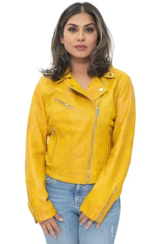 Damen-Leder-Klassiker-Biker-Brando-Jacke-Baku
