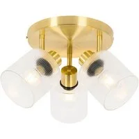Qazqa LED Aufbaustrahler Laura, ohne Leuchtmittel, Warmweiß, QAZQA Aufbau­spot, e27, gold, Glas, Art Deco