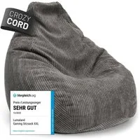 Lumaland Sitzsack GIANT Cord Sitzsack Stabile Lehne ideal fürs Gaming, verdeckter Reißverschluss, trendig & Gemütlichkeit vereint